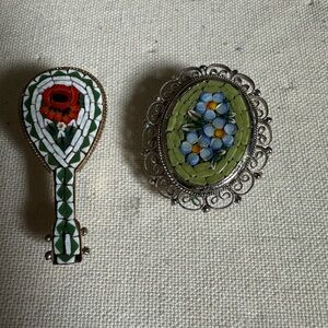 Vintage Micro Mosaic Brooch Set